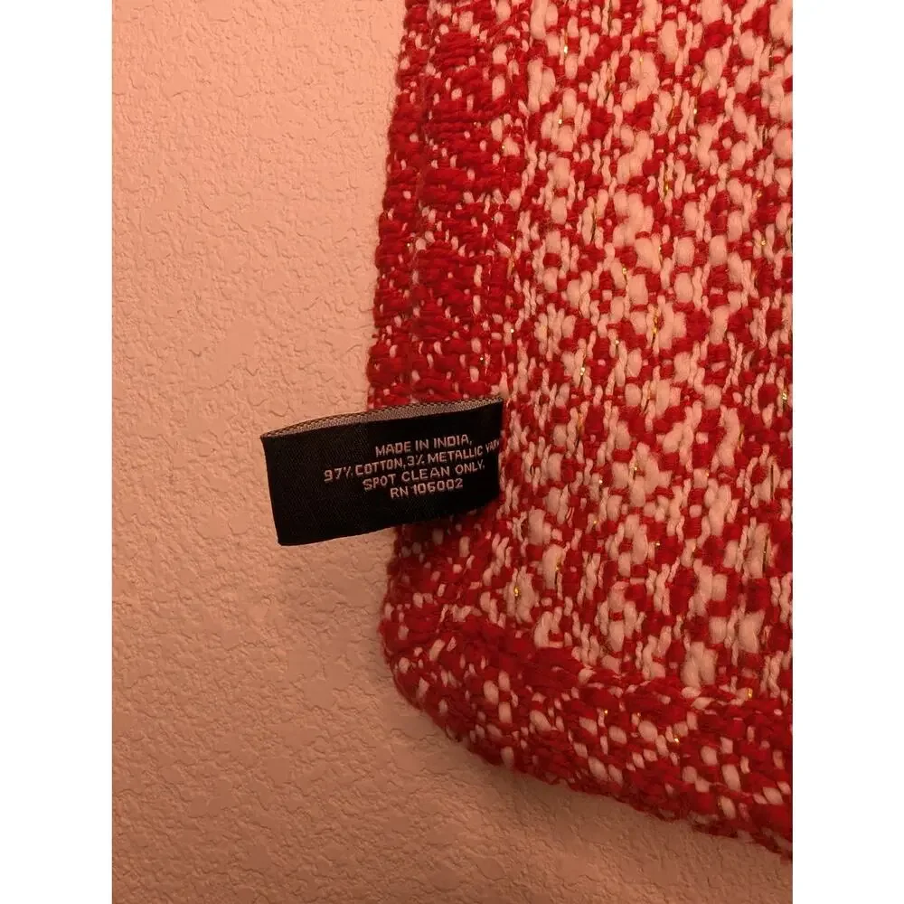 Cynthia Rowley NWOT Cotton Blend Sparkle Holiday Scarf Red White Reversible Chic